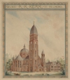 Aquarel van de O.L. Vrouwekerk in Helmond van Jos Margry.