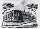 Het klooster ten Hage te Eindhoven als ruïne 